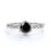 Unique Bezel Set 1 Carat Round Black Diamond Braided Band Solitaire Engagement Ring in White Gold