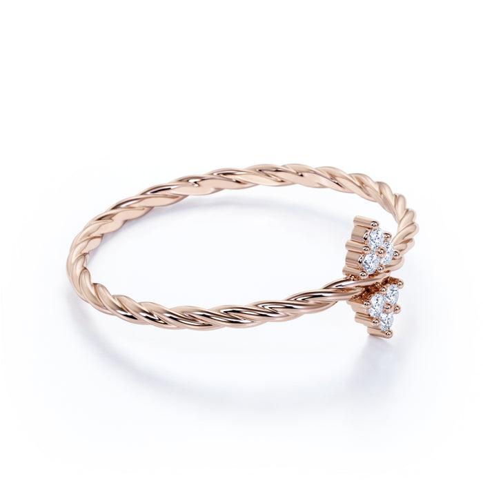 6 Stone Diamond Cluster Stacking Ring in Rose Gold