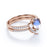 Antique 1.50 Carat Real Oval Blue Moonstone, Pearl & Diamond Wedding Ring Set in Rose Gold