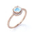 Antique Artdeco .75 Round Rainbow Moonstone & Diamond Halo Engagement Ring in Rose Gold