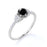 1.50 Carat Round Cut Black Diamond and Pave White Diamond Accents Cluster 6 Prong Engagement Ring in White Gold