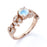 Vintage 1.9 Carat Real Round Rainbow Moonstone & Diamond Floral Bridal Ring in Rose Gold