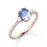 Antique .95 Carat Oval Blue Moonstone, Pearl & Diamond 3 Stone Wedding Ring in Rose Gold