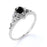 1.25 Carat Antique Floral Milgrain Round Black Diamond and White Diamond Accents Vintage Engagement Ring in White Gold