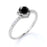 1.50 Carat Basket Set Round Black Diamond and Pave White Diamond Halo Engagement Ring in White Gold