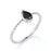 Modern Bezel Set Pear Shaped Black Diamond Minimalist Solitaire Engagement Ring in White Gold
