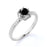 1.50 Carat Basket Set Round Cut Black Diamond with White Diamond Accents Halo Engagement Ring in White Gold