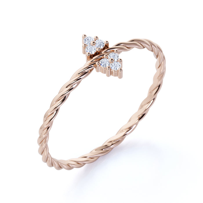 6 Stone Diamond Cluster Stacking Ring in Rose Gold