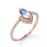 Vintage 0.75 Carat Marquise Cut Blue Moonstone & Diamond Halo Promise Ring in Rose Gold