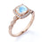 Artdeco 1.50 Carat Cushion Cut Rainbow Moonstone & Diamond Vintage Wedding Ring in Rose Gold