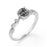 1.10 Carat Round Brilliant Dark Grey Salt and Pepper Diamond Art Deco Engagement Ring in White Gold