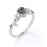 1 Carat Round Cut Natural Salt and Pepper Diamond Leaf Design Engagement Ring in White Gold