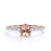 1.5 Carat Three Stone Peach Morganite and Pave Diamond Accents Engagement Ring in Rose Gold