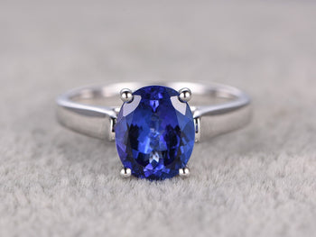 1 Carat Oval Cut Tanzanite Solitaire Ball Prong Engagement in White Gold