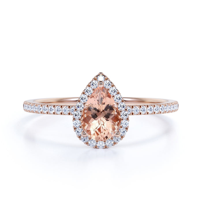 1.50 Carat Pink Morganite Pear Shaped Engagement Ring in Rose Gold