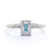 Halo Set Emerald Cut Aquamarine Dainty Ring in White Gold