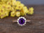 1.50 Carat Round Amethyst Diamond Halo Flower Engagement Ring in Rose Gold