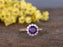 1.50 Carat Round Amethyst Diamond Halo Flower Engagement Ring in Rose Gold