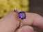 2 Carat Cushion Amethyst and Diamond Antique Half Eternity Stacking Trio Ring Set in Rose Gold