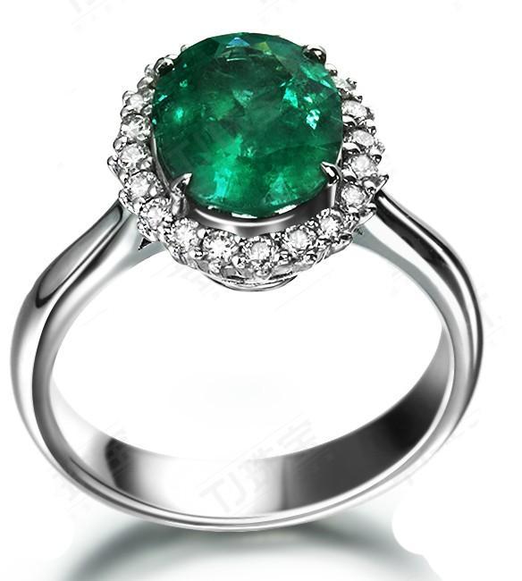 Beautiful 1.50 Carat oval shape Emerald and Diamond Halo Engagement Ring