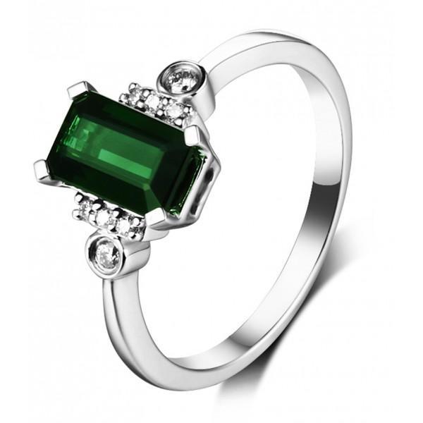 Beautiful 2 Carat Emerald and Diamond Engagement Ring