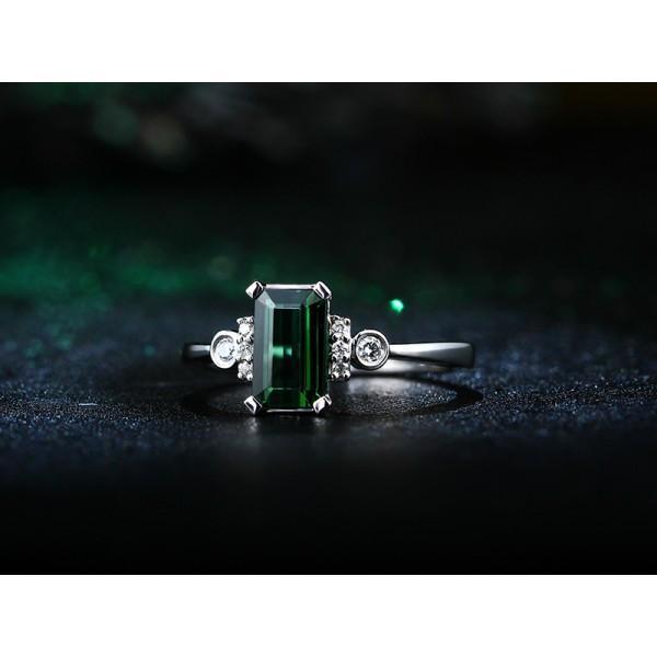 Beautiful 2 Carat Emerald and Diamond Engagement Ring
