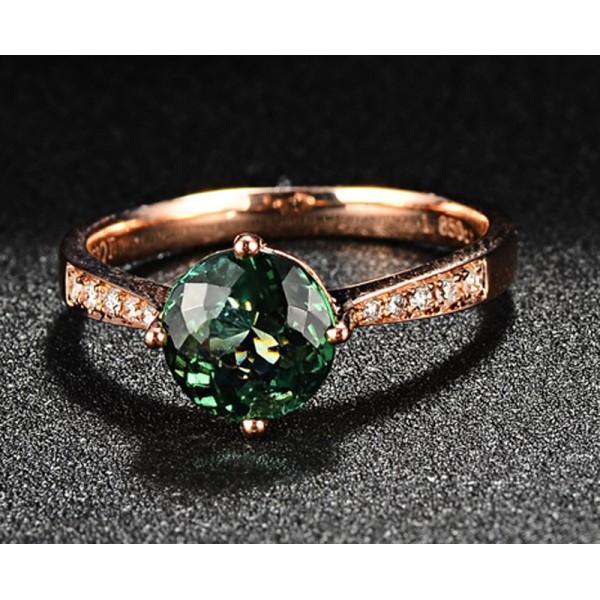 Classic 1 Carat Green Emerald and Diamond Rose Gold Engagement Ring