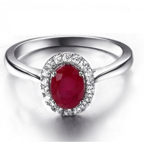 Classic 1.25 Carat Ruby and Diamond Halo Engagement Ring