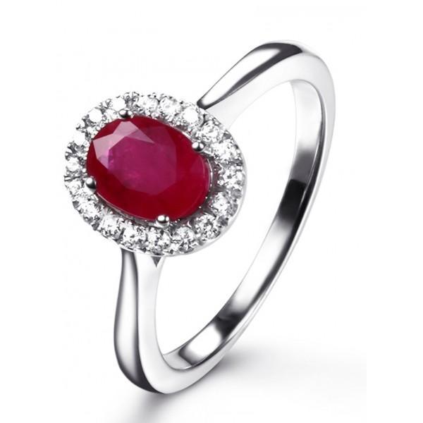 Classic 1.25 Carat Ruby and Diamond Halo Engagement Ring