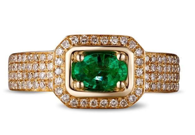 Designer Luxurious 2 Carat Emerald and Diamond Engagement Ring