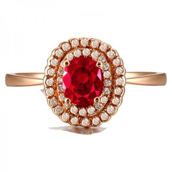 Double Halo 1.50 Carat Ruby and Diamond Engagement Ring