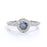 1 Carat Round Cut Icy Grey Salt and Pepper Diamond Swirl Halo Engagement Ring in White Gold