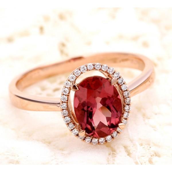 Halo 1.50 Carat Red Oval cut Ruby and Diamond Engagement Ring