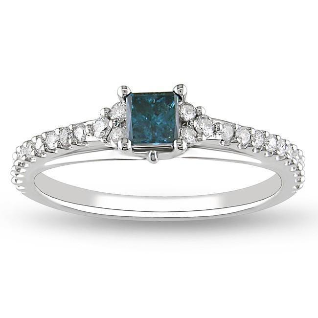 Sparkling 1 Carat Princess Cut Sapphire Solitaire Diamond  Engagement Ring