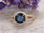2 Carat Round London Blue Topaz and Diamond Split Shank Engagement Ring in Yellow Gold