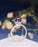 1.50 Carat Round Amethyst and Diamond Half Eternity Engagement Ring in White Gold Halo