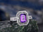 2.50 Carat Amethyst and Diamond Halo Split Shank Engagement Ring Art Deco Antique Ring in White Gold