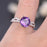 2 Carat Amethyst and Diamond Art Deco Curved Wedding Ring Set in White Gold