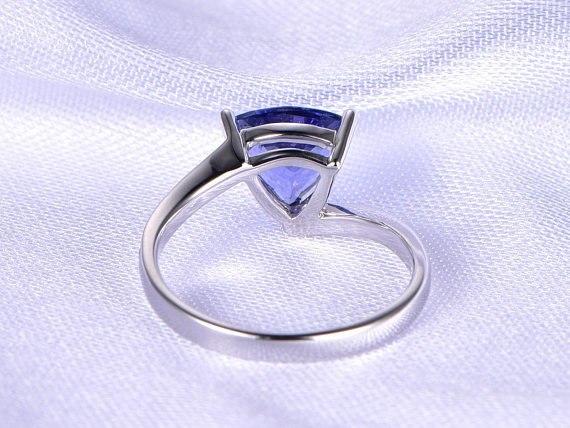 1.50 Carat Trillion Tanzanite Diamond Unique Pave Engagement Ring in White Gold