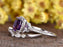 2 Carat Cushion Amethyst and Diamond Engagement Wedding Ring Set in 9K White Gold
