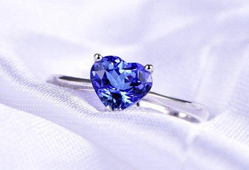 1 Carat Heart Shaped Tanzanite Filigree Engagement Ring in White Gold