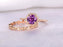 1.50 Carat Round Amethyst and Diamond Art Deco Wedding Ring Set in Rose Gold