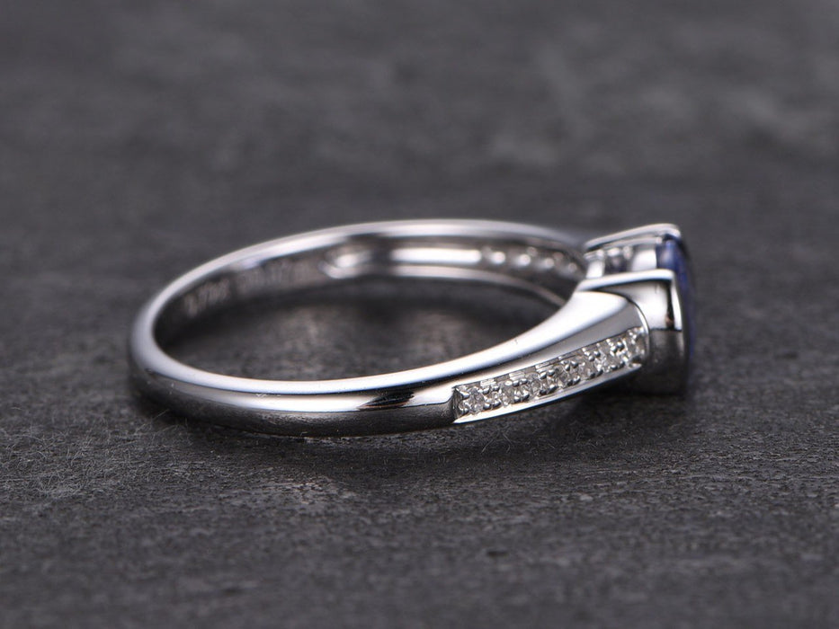 1.25 Carat Oval Tanzanite Diamond Engagement Rings in White Gold