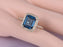 1.25 Carat Emerald Cut London Blue Topaz and Diamond Split Shank Half Eternity Engagement Ring in Rose Gold