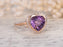 1.50 Carat Heart Shape Amethyst and Diamond Halo Split Shank Engagement Ring in Rose Gold
