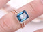 2 Carat Emerald Cut London Blue Topaz and Diamond Art Deco Half Eternity Wedding Ring Set in Rose Gold