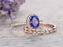 1.50 Carat Oval Cut Tanzanite Diamond Halo Art Deco Half Eternity Wedding Ring Set in Rose Gold
