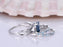 2 Carat Emerald Cut London Blue Topaz and Diamond Art Deco Half Infinity Trio Ring Set in White Gold