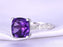 1.50 Carat Cushion Amethyst and Diamond Engagement Ring in White gold