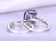 2 Carat Cushion Amethyst and Diamond Split Shank Engagement Wedding Ring Set in White Gold